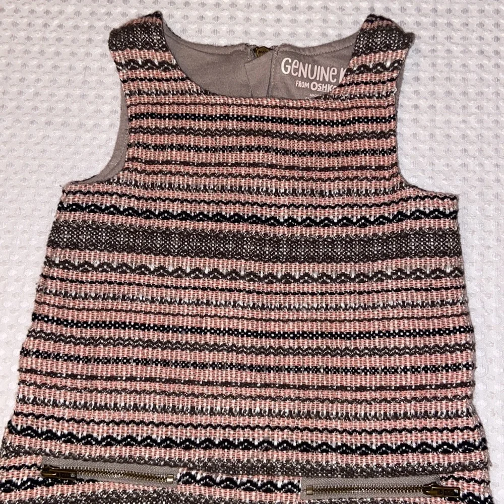 GENUINE KIDS by OSH KOSH Size 3T Girls Tweed Jumper Dress Pink Gray